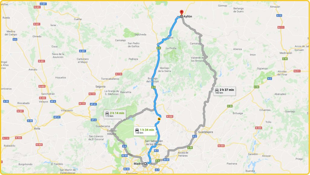 Mapa de cómo llegar desde Madrid