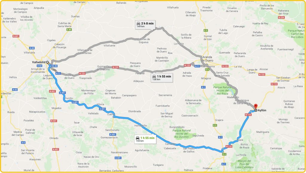 Mapa de cómo llegar desde Valladolid